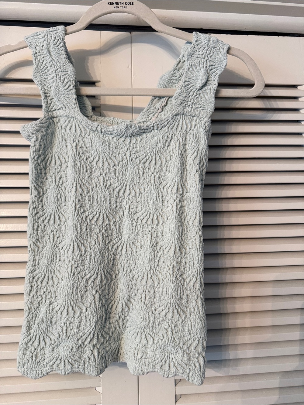 Free People Textured Light Blue Tank Bodysuit